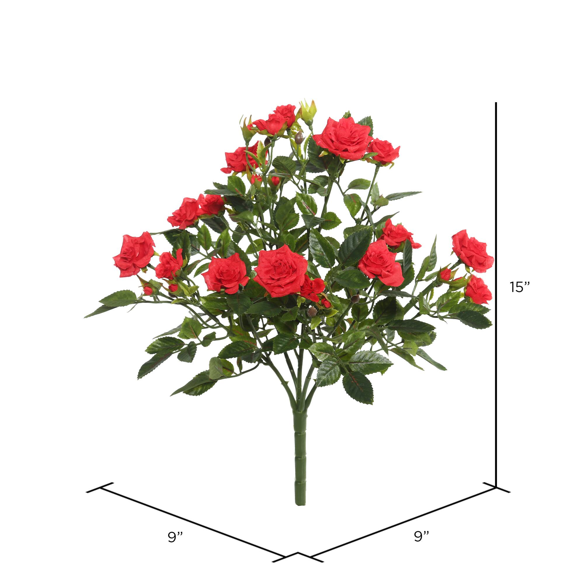 15" Red Artificial Mini Diamond Rose Bush